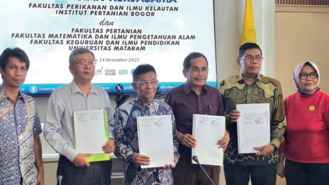 IPB dan Unram menjalin kerja sama dalam memajukan sektor perikanan dan kelautan di NTB. Foto: IPB University