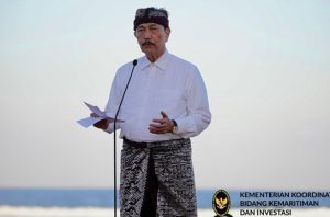 Pidato Menko Marves Luhut Binsar Pandjaitan dalam World Water Forum di Bali. Foto: Humas Kemenko Marves