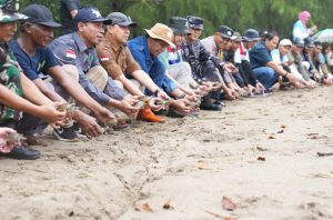 BKSDA Aceh melepasliarkan 1.107 ekor tukik tuntong laut di Muara Sungai Pusung Kapal. Foto: KLHK