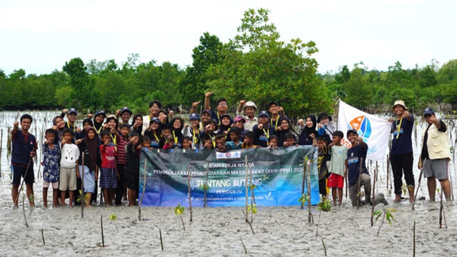 Mahasiswa KKN UGM menanam mangrove di Buton Tengah Sulteng. Foto: Berita UGM