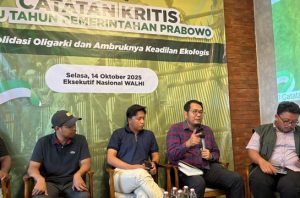 Walhi mengkritisi satu tahun pemerintahan Prabowo-Gibran. Foto: Walhi